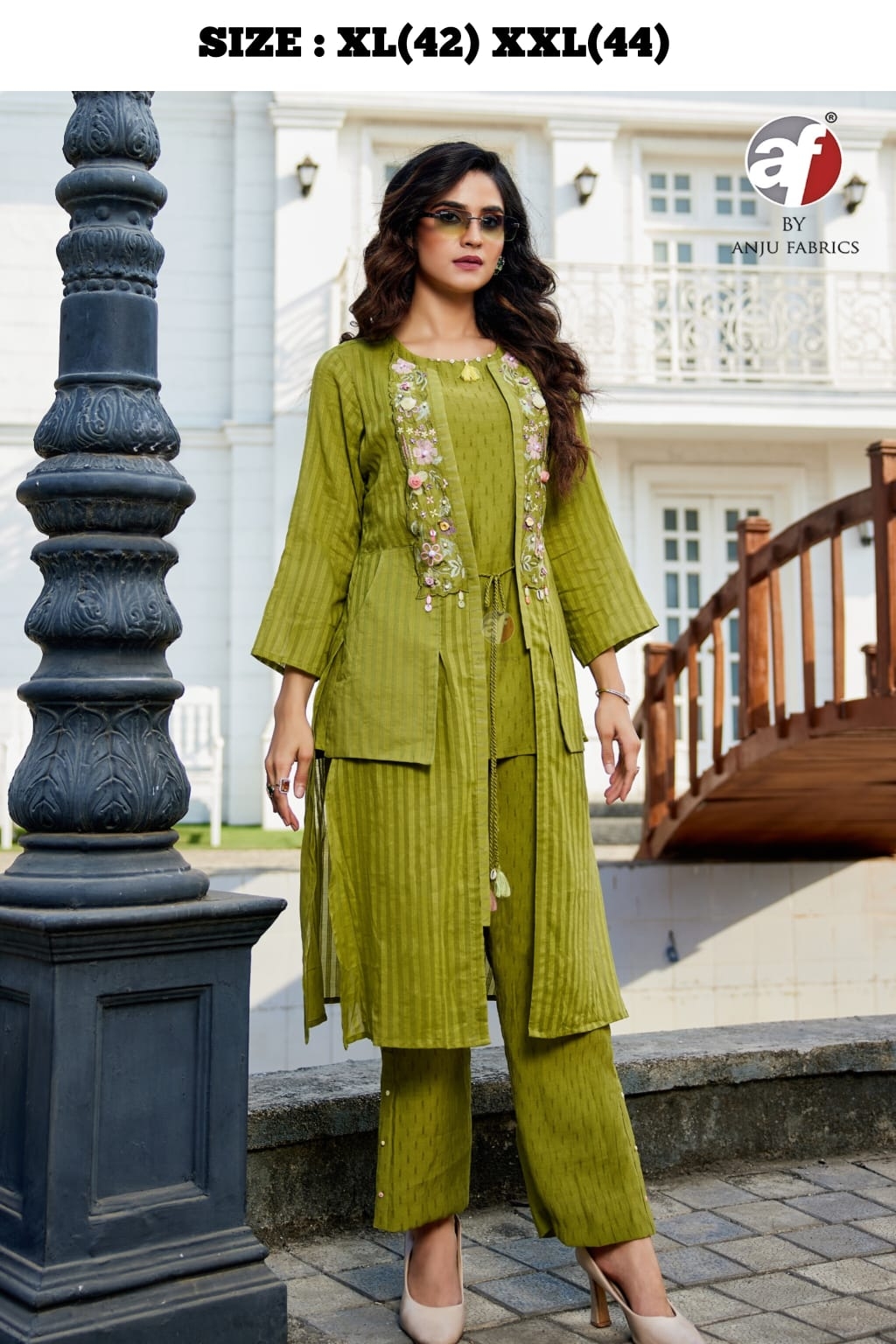 COTTON DOBBY EMBROIDERY WORK DESIGNER CO-ORD SET