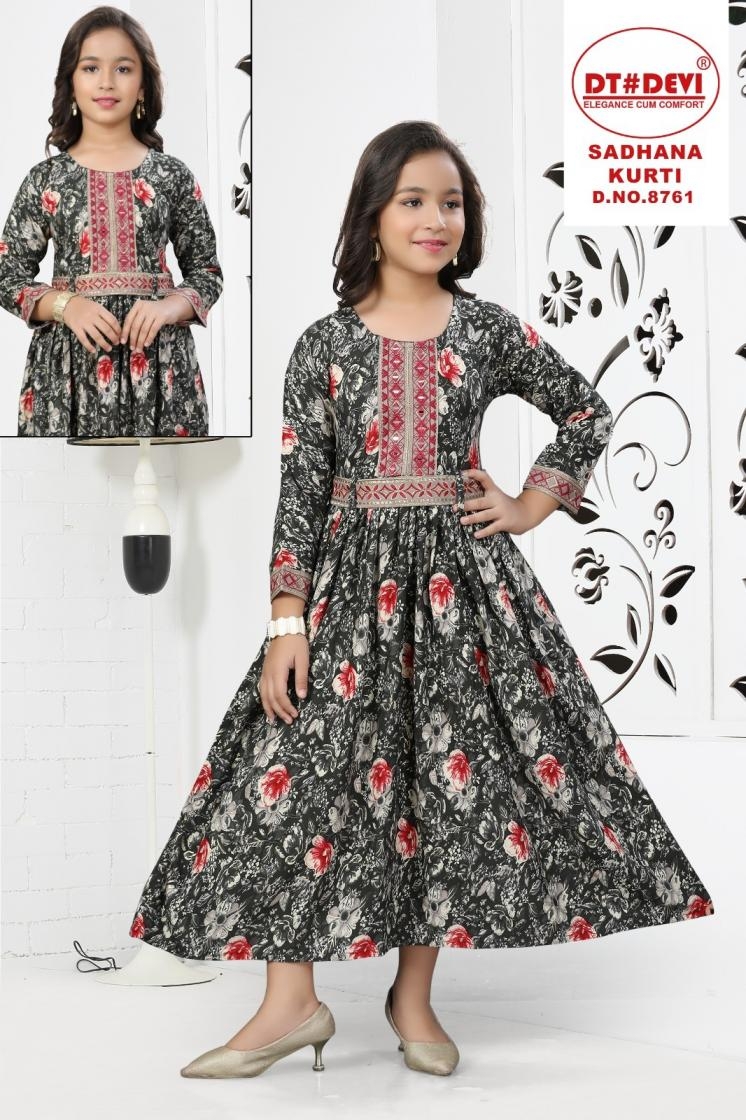 d.no 8761 kids wear ethnic RAYON PRINT readymade combo dress