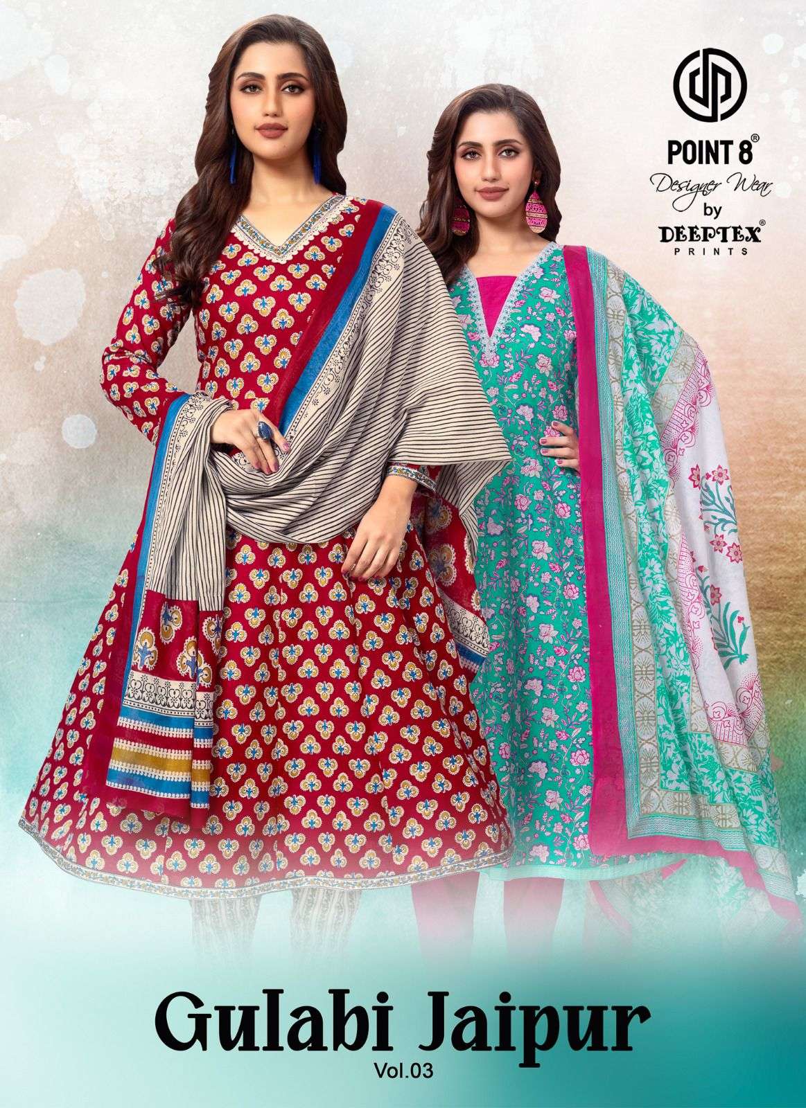 Deeptex Gulabi Jaipur Vol-3 series 3001-3008 Pure Cotton wholesale suit 