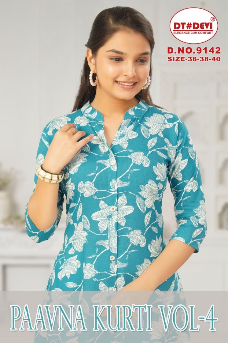 dt devi paavna kurti vol 4 9142 rayon wholesale kurti 