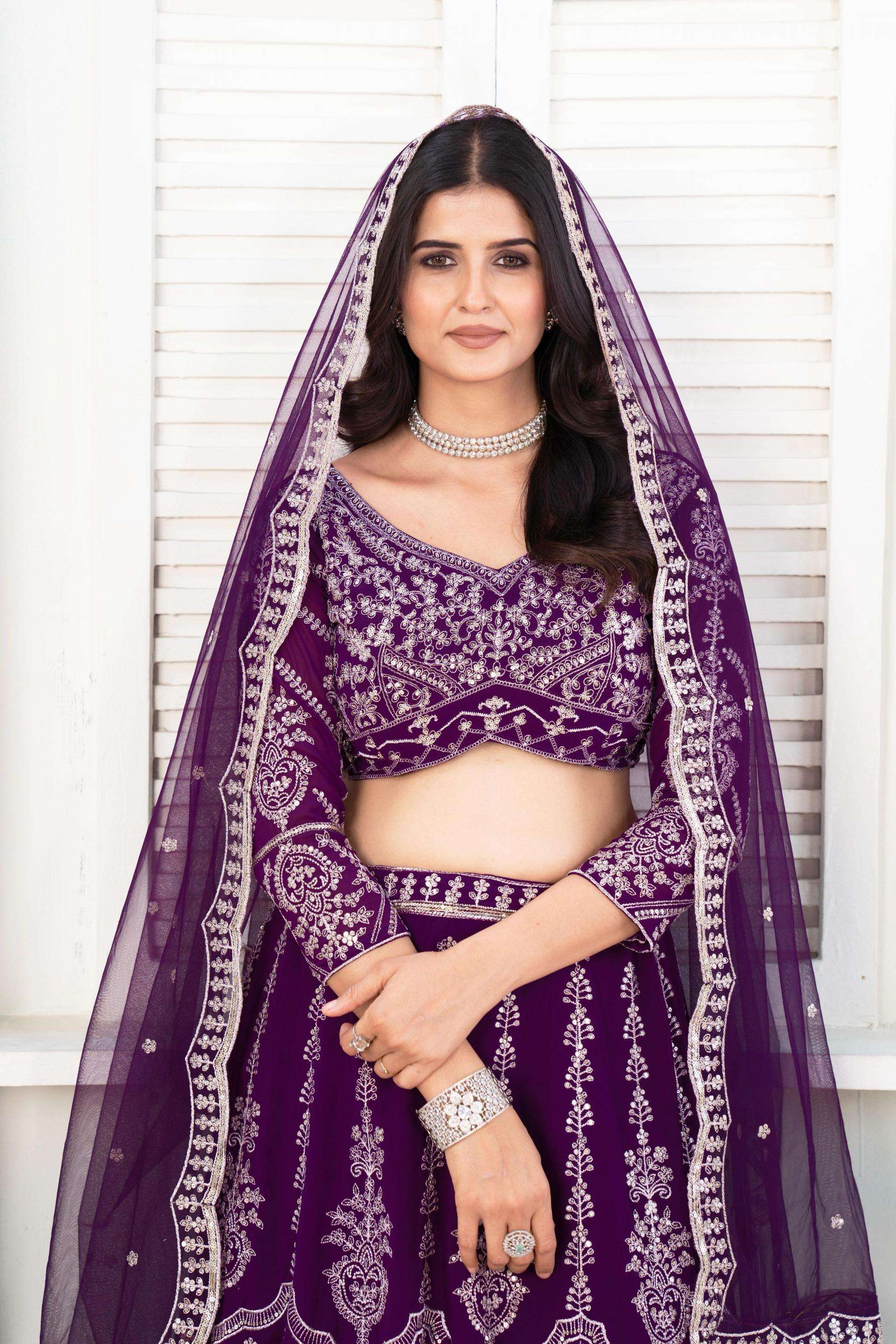 dvd 5017 premium faux georgette engagement lehenga for bride