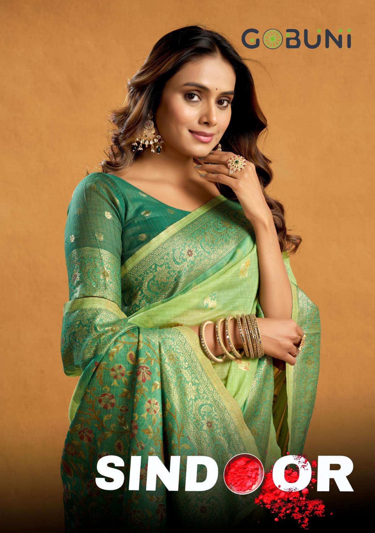 gobuni sindoor series 1401-1405 cotton wholesale saree