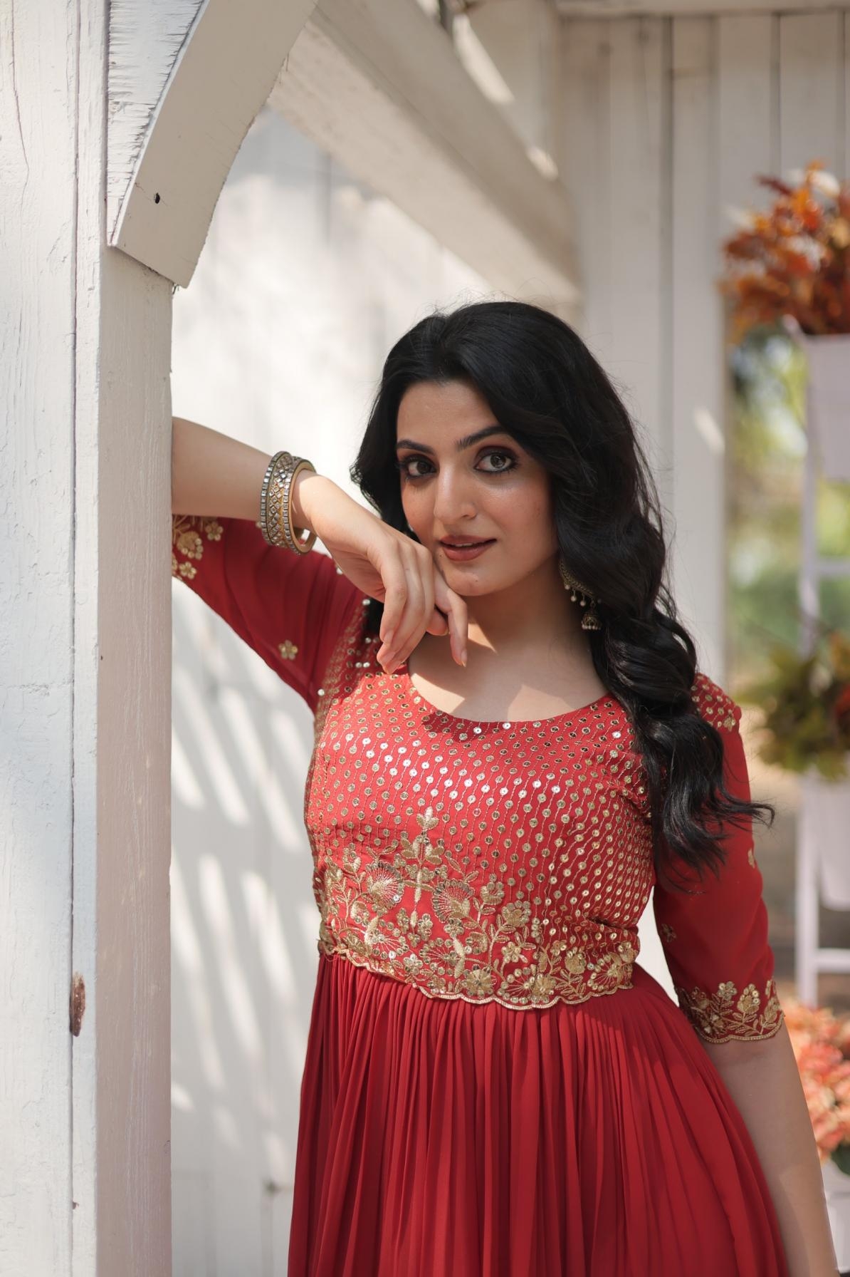 ka 1108 faux blooming readymade exclusive anarkali combo gowns