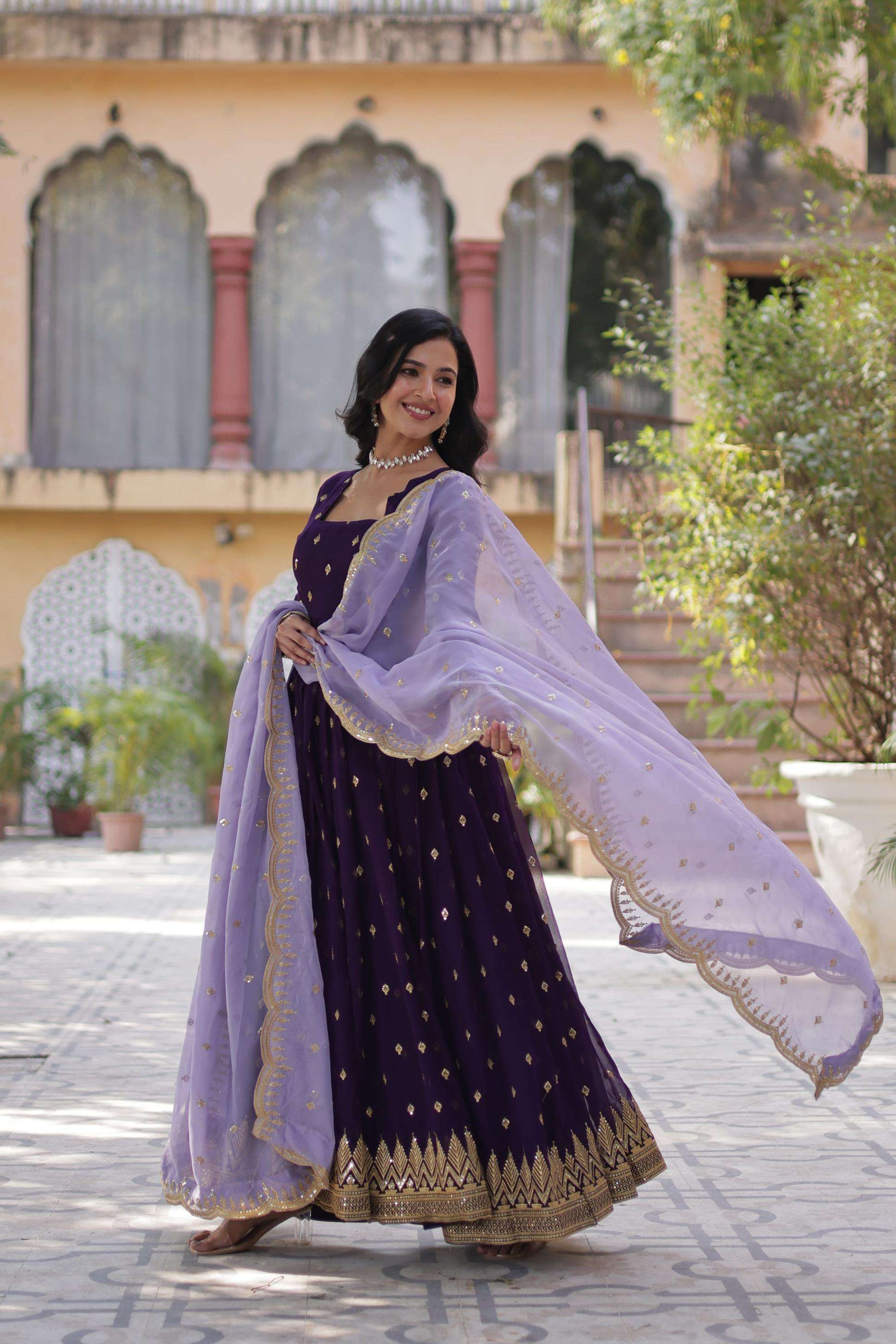 ka 1146 faux blooming readymade premium gown with dupatta online