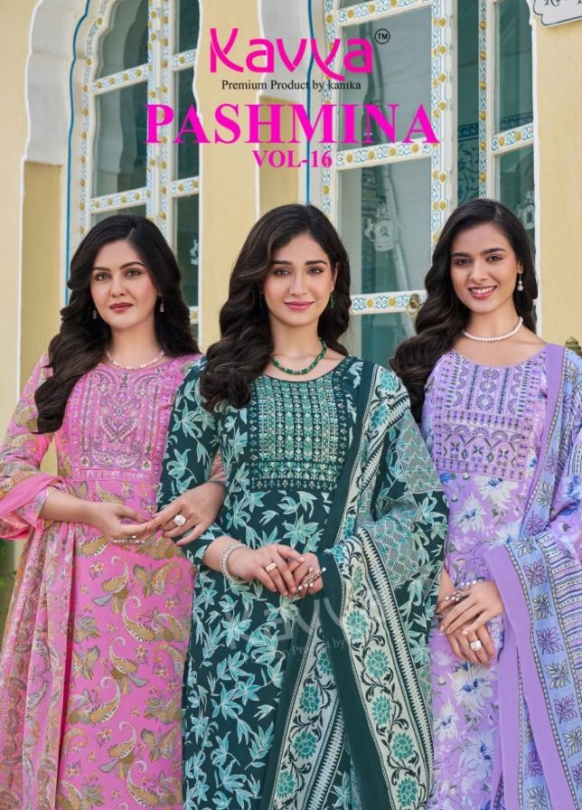kavya pashmina vol 16 series 16001-16010 malaysian cotton wholesale suit 