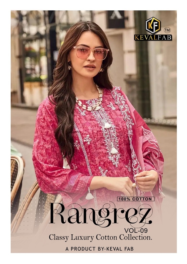 Keval Rangrez Vol-9 series 9001-9006 Pure Cotton wholesale suit 