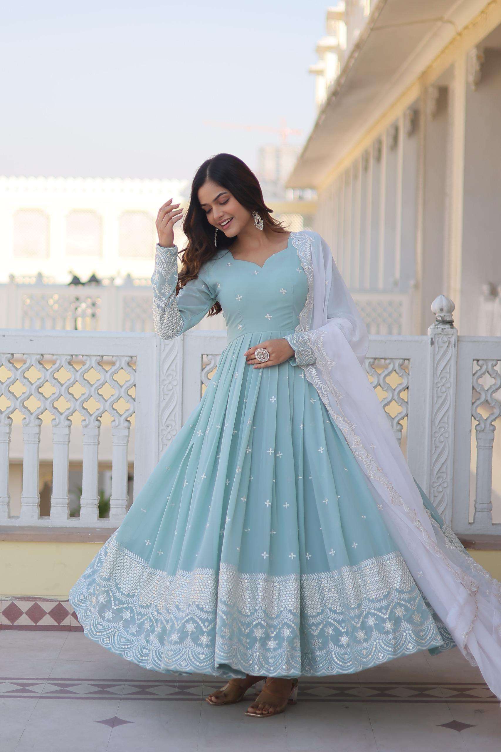  KHUSHI-1071 Faux Georgette with Thread & Sequins Embroidery wholesale suit