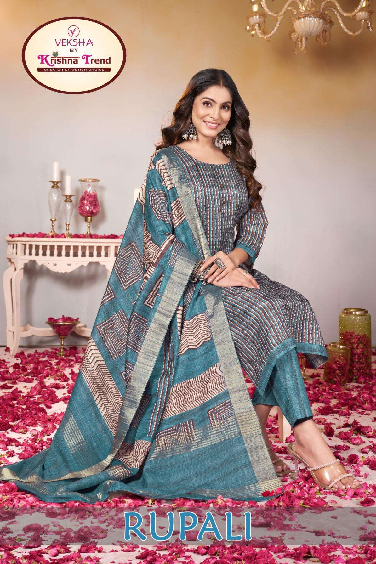 krishna trend veksha rupali series 5001-5006 TUSSAR KOTA SILK wholesale suit 