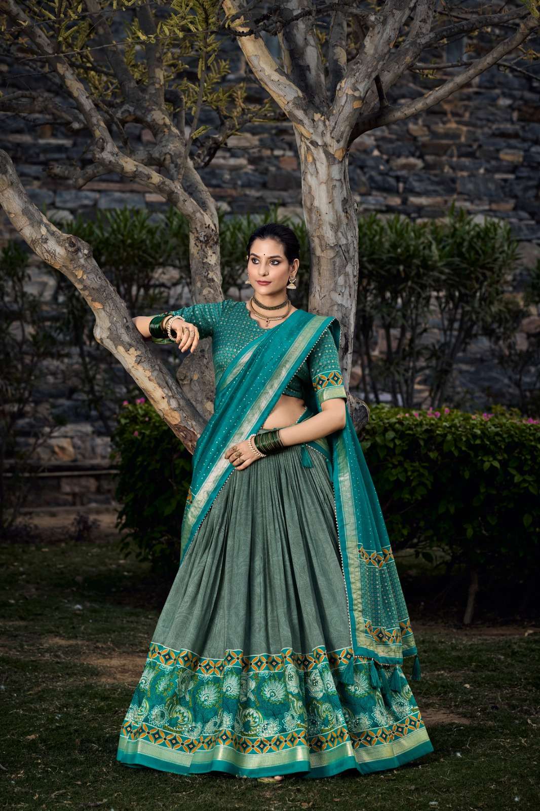 LNB1210SGN Tussar Silk Floral Print With Foil Print wholesale lehenga