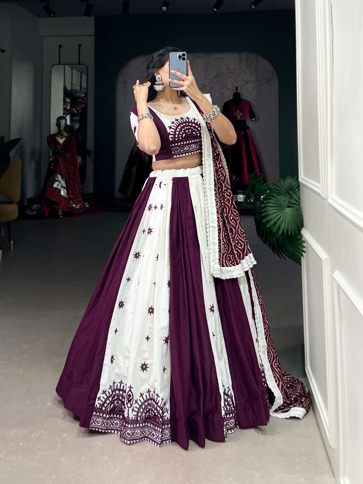 LNB1607WIN Pure Cotton Original Mirror With Gamthi Work wholesale lehenga
