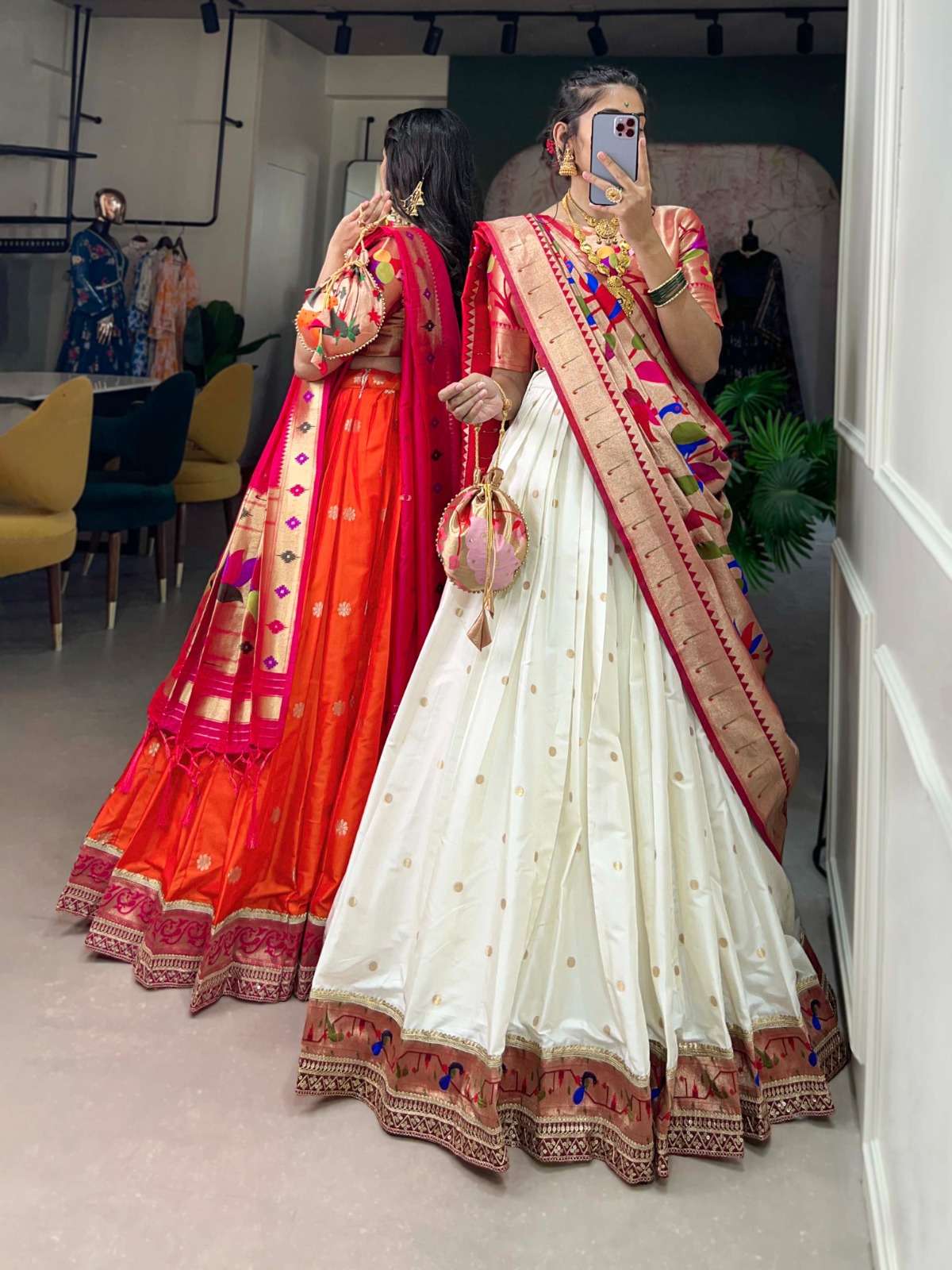 LNB2005ONG Jacquard Silk Weaving Zari Work wholesale lehenga