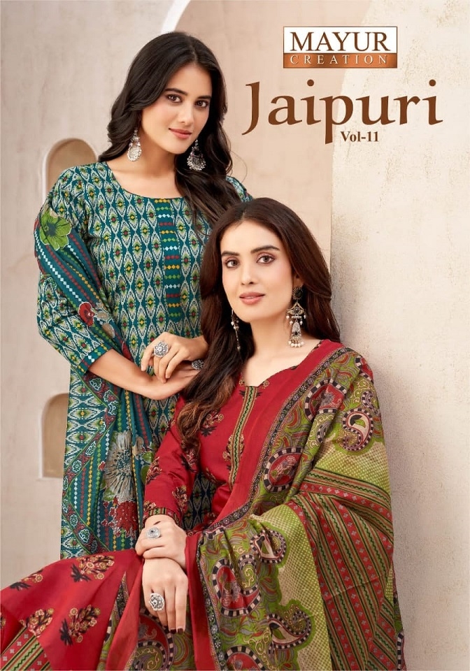 Mayur Jaipuri Vol-11 series 11001-11010 Heavy Cotton wholesale suit 