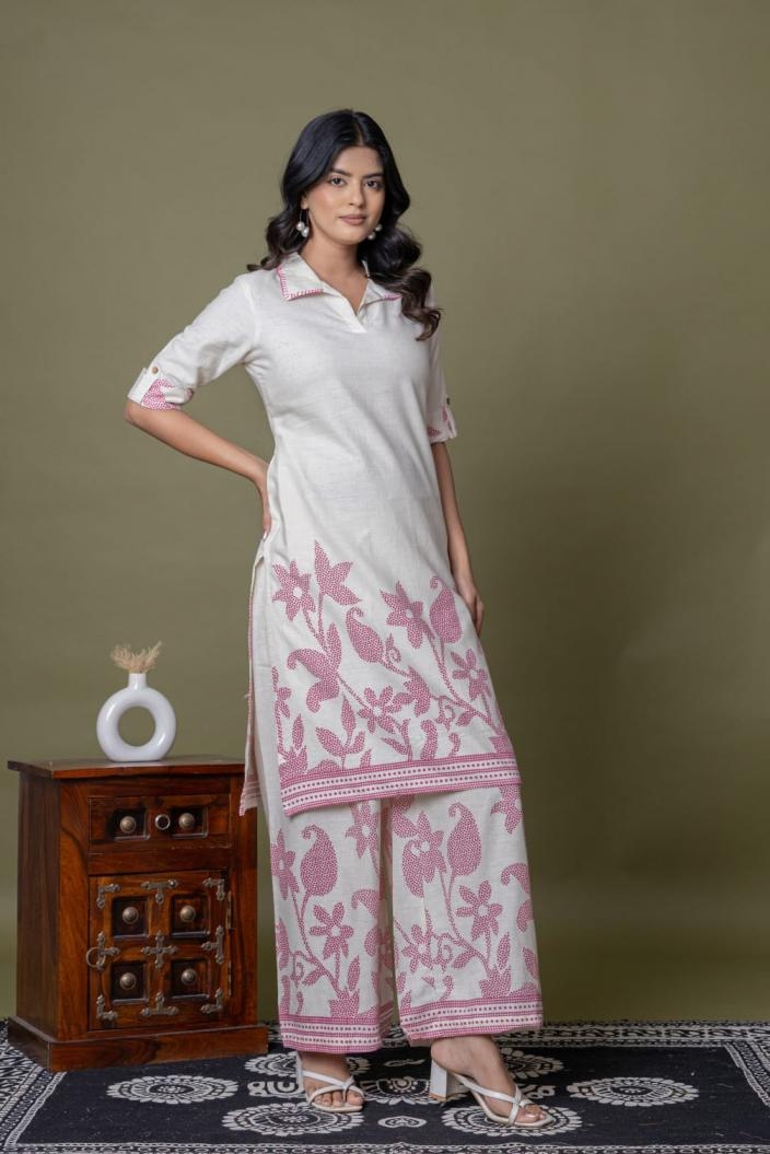 modern premium cotton flex readymade stylish look combo kurti with pant