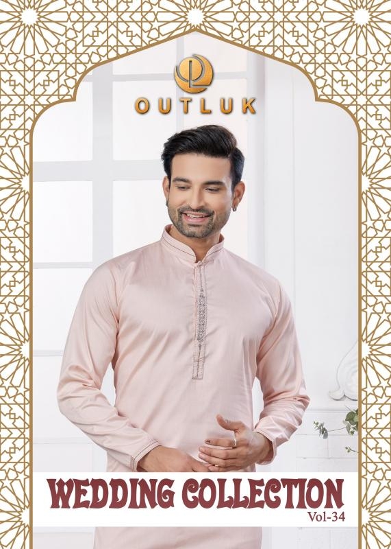 Outluk wedding collection vol 34 series 3401-3407 cotton wholesale men’s kurta 