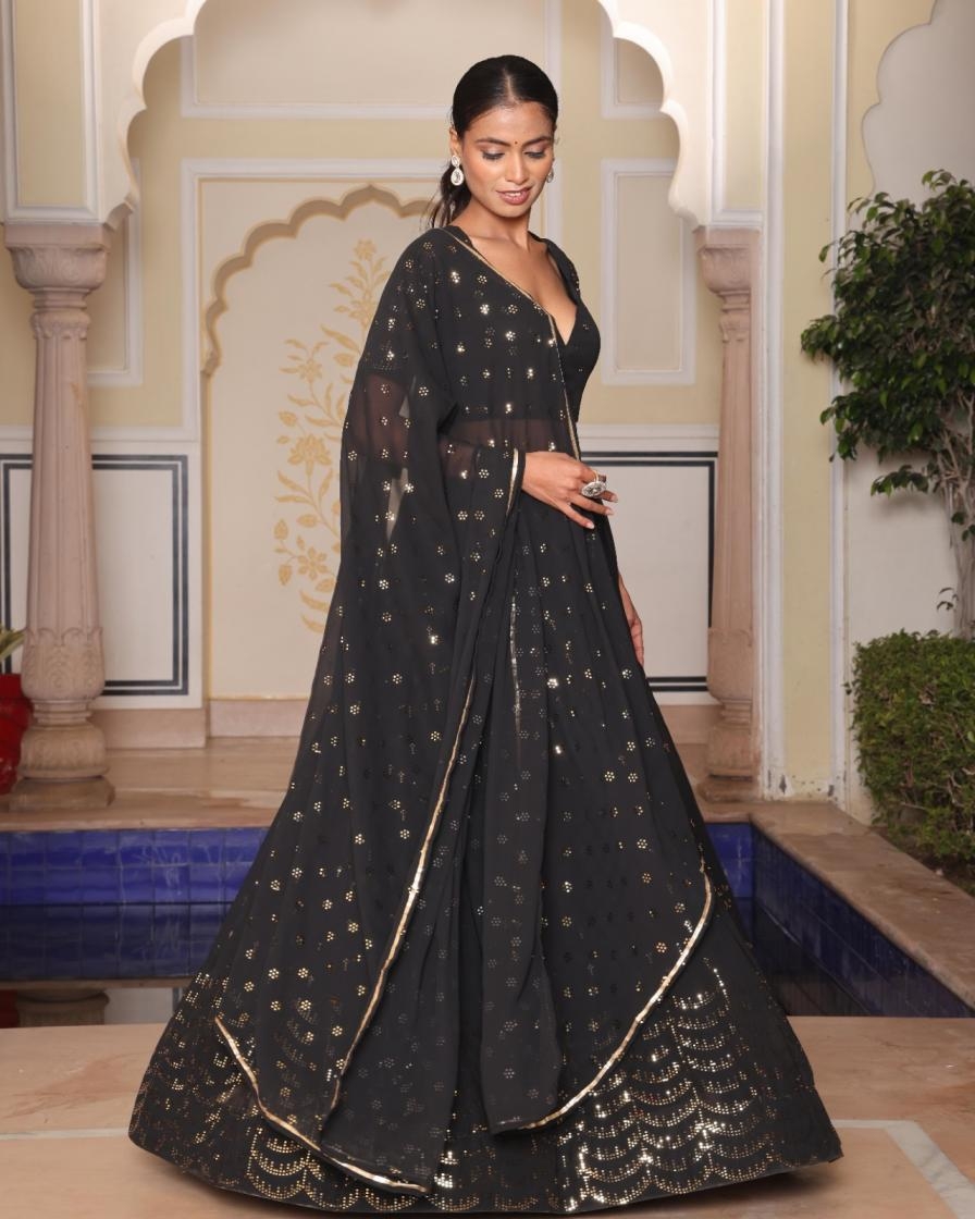 PR 9STAR FASHION NIKHAR HIT GRORGETTE WITH FOLI DESIGNER LEHENGA CHOLI