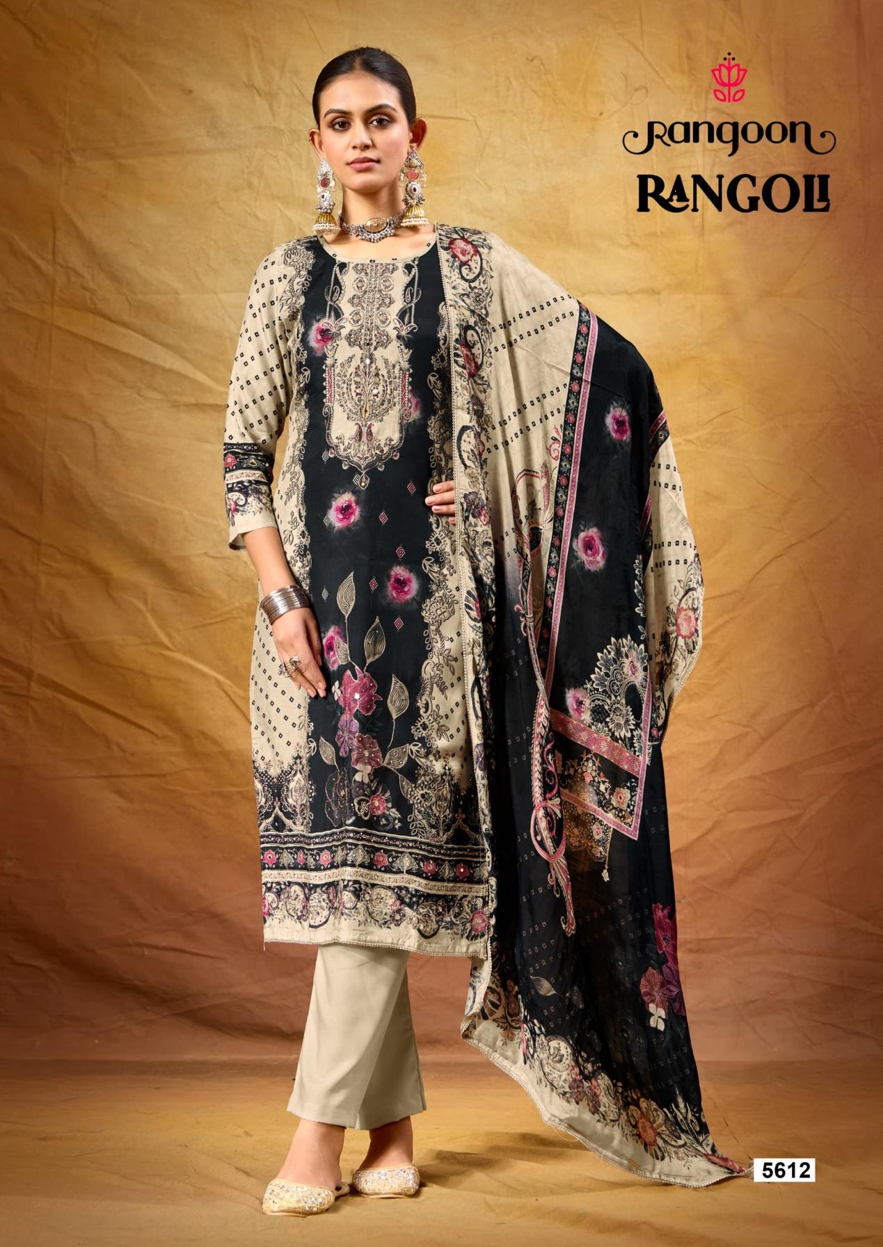 rangoon rangoli series 5611-5612 Pure Muslin wholesale suit 