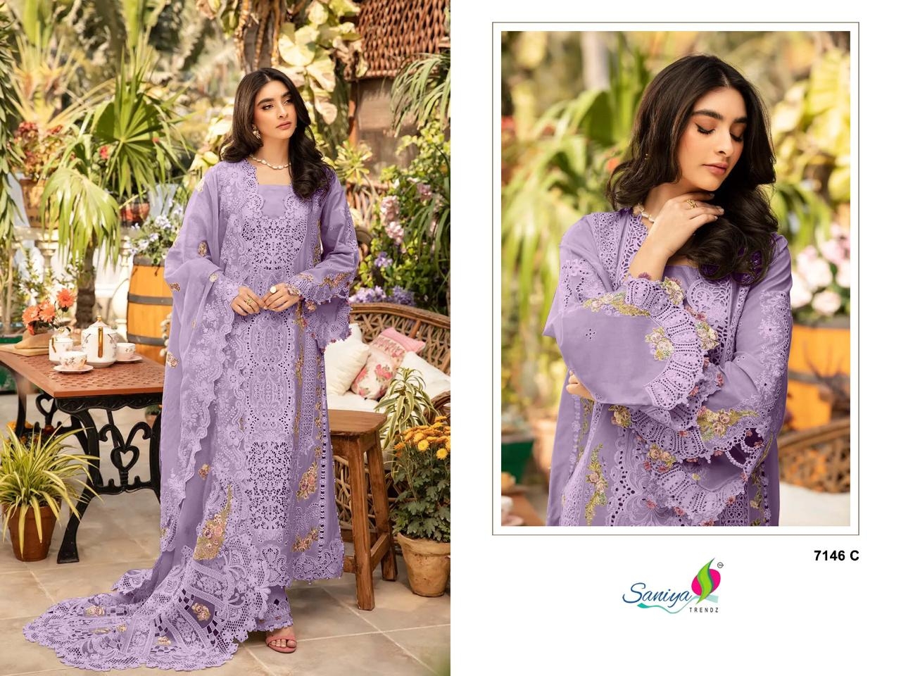 SANIYA TRENDZ OMBRÉ Premium vol-1 7146 COTTON WITH CHIKANKARI wholesale suit 