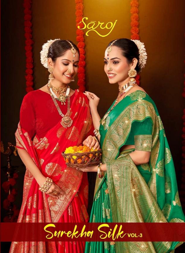 Saroj Surekha Silk vol-3 series 1001-1006 Satin silk wholesale saree