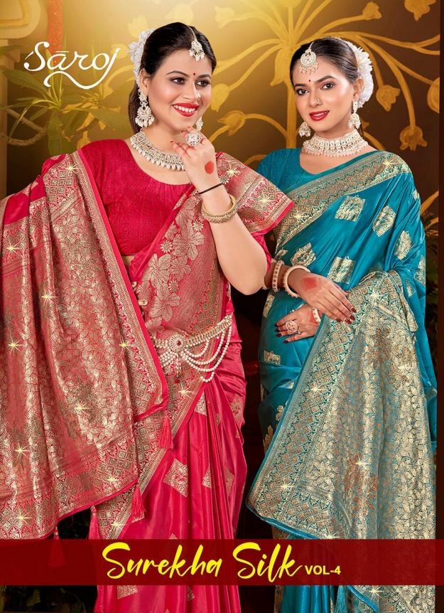Saroj Surekha Silk vol-4 series 1001-1006 Satin silk wholesale saree