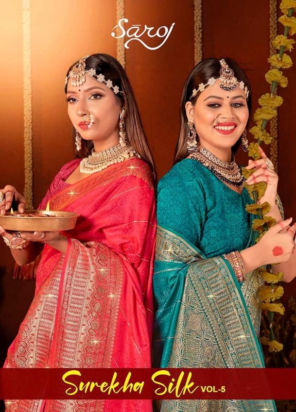 Saroj Surekha Silk vol-5 series 1001-1006 Satin silk whoelsale saree