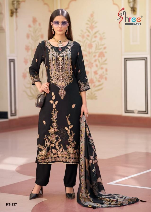 Shree fab kt 137 viscose muslin wholesale suit