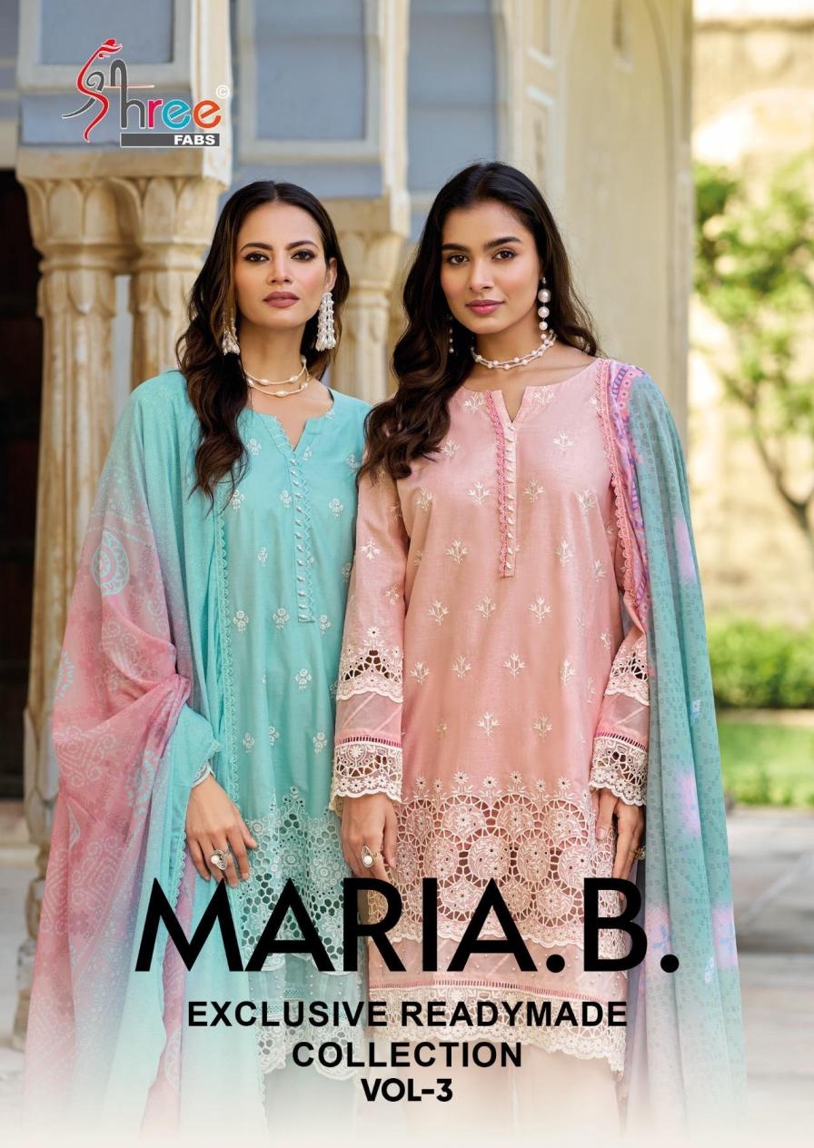 shree fabs maria b vol 3 series 3001-3004 cambric cottan pure lawn wholesale suit 