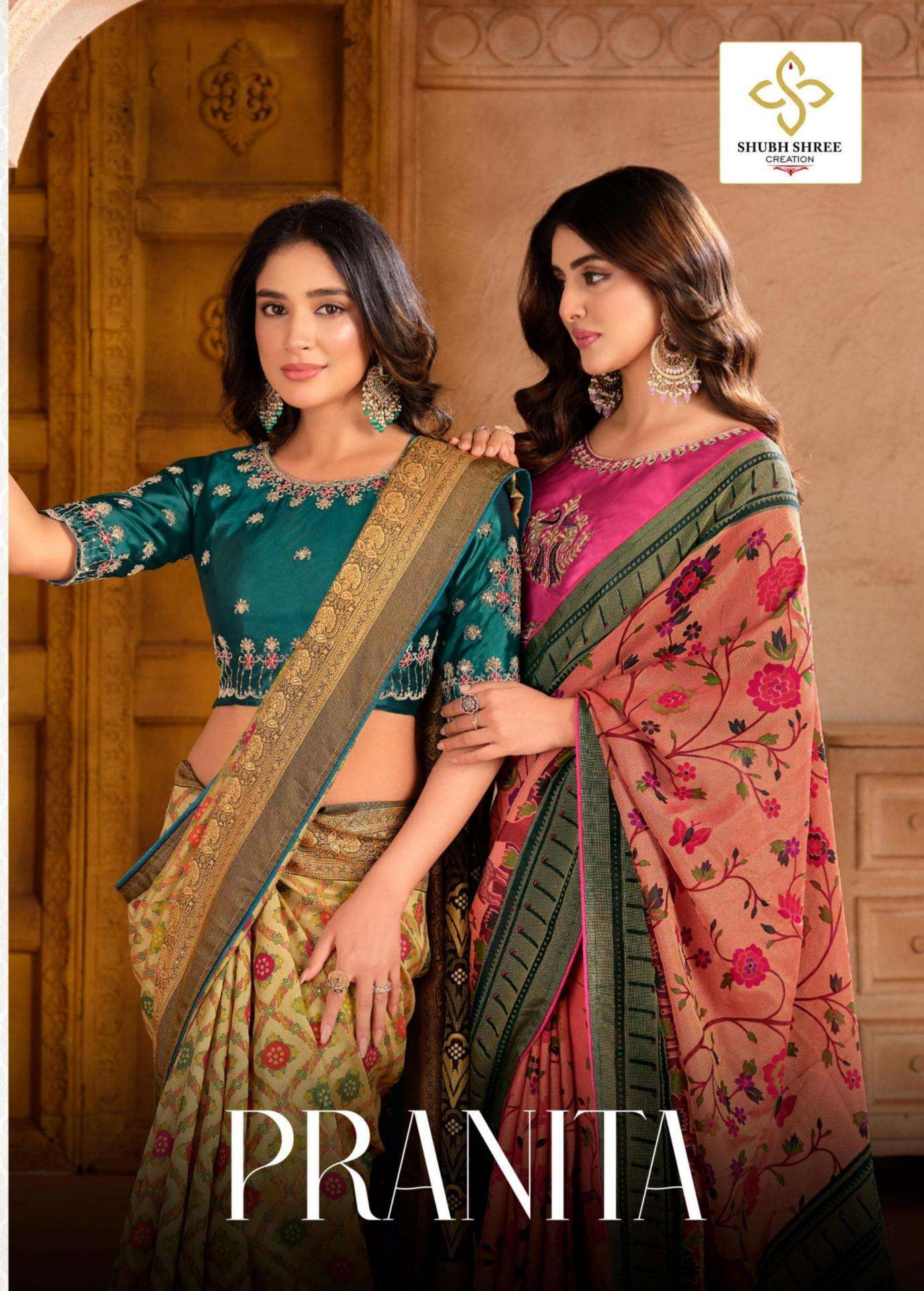 shubh shree creation pranita vol 1 series 1001-1008 brasso wholesale saree