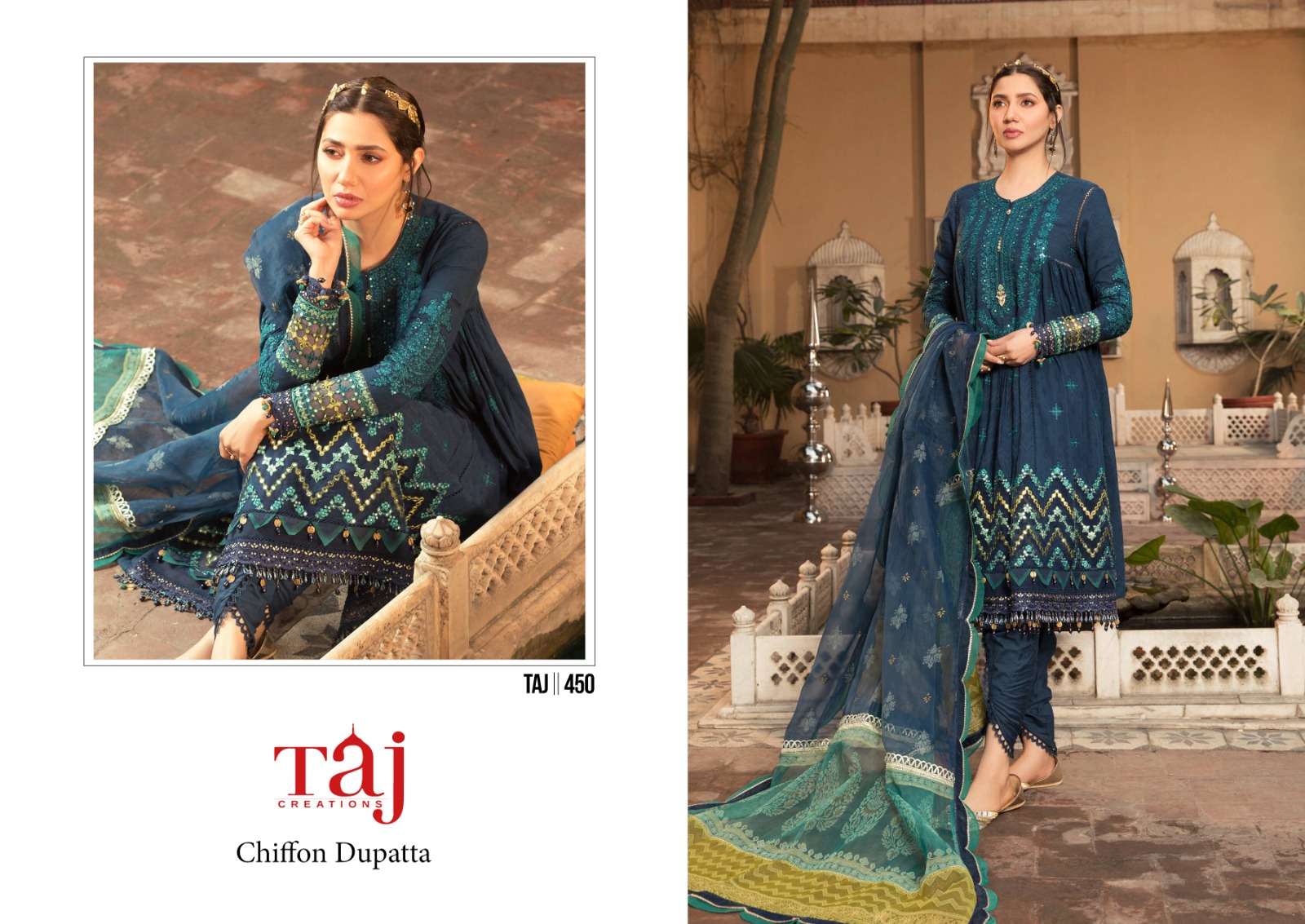 Taj Creations Hit disng Dno. 450 Pure Cotton wholesale suit 