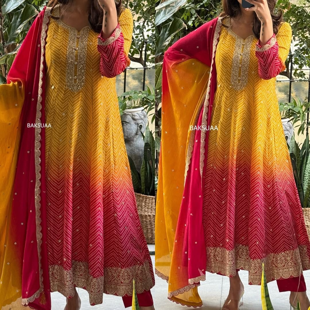 The Color outfit showcases a striking dual-tone or ombre effect wholesale suit 