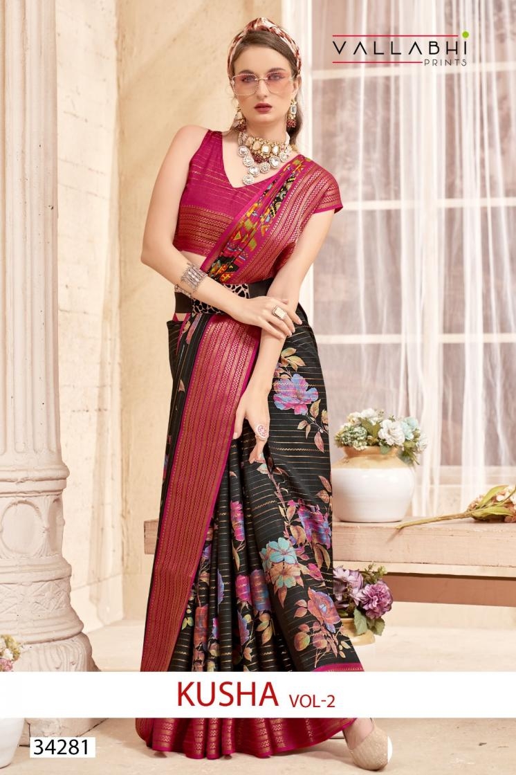 vallabhi prints kusha vol 2 series 34281-34286 dola silk wholesale saree