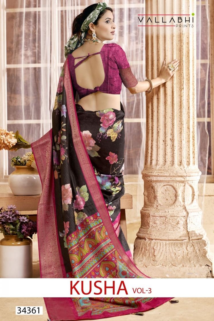 vallabhi prints kusha vol 3 series 34361-34366 dola silk wholesale saree