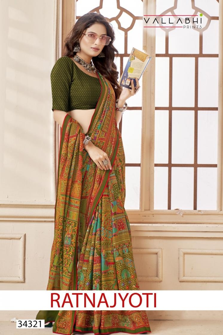 vallabhi prints ratnajyoti series 34321-34326 MOSS GEORGETTE wholesale saree