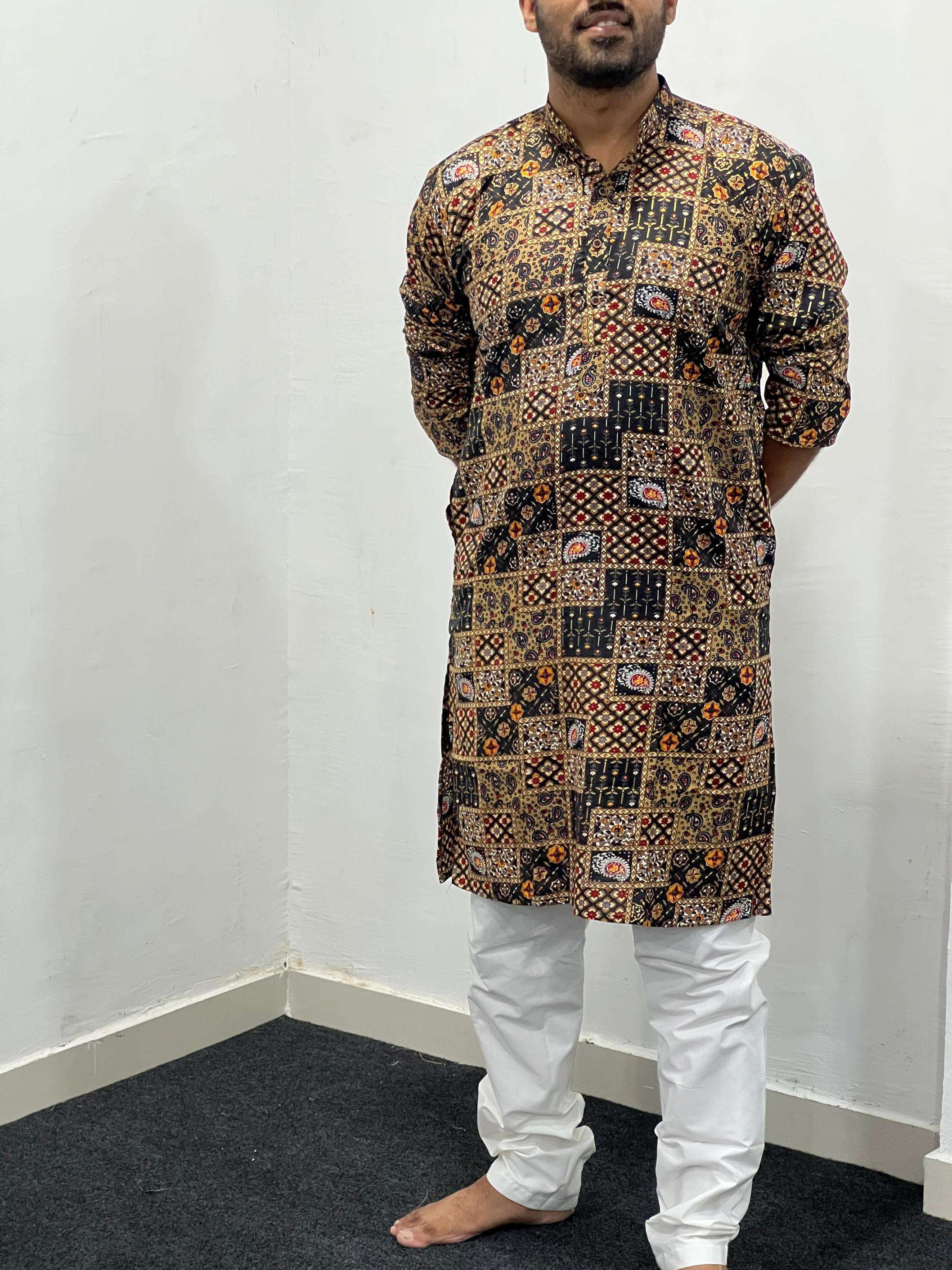 vastra rayon printed hit design readymade mens kurta online