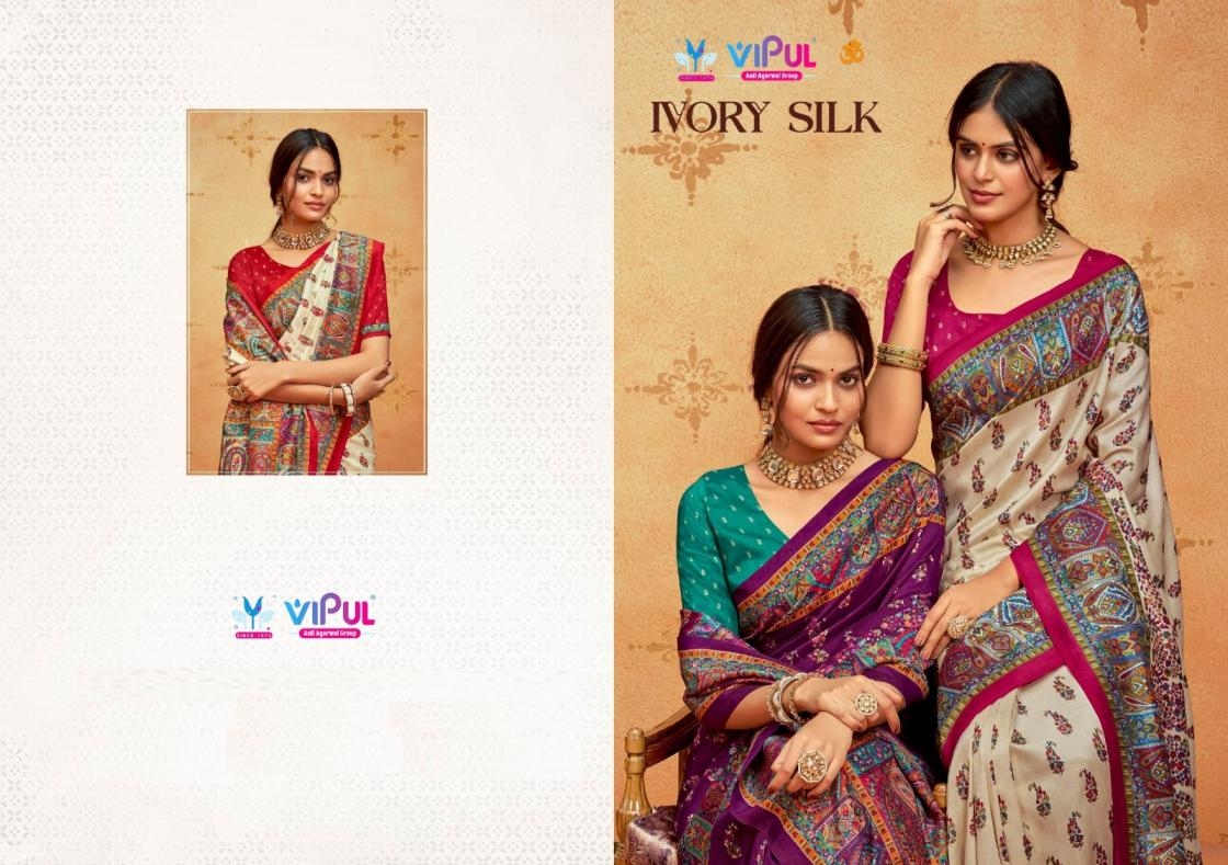 vipul ivory silk series 87048 Soft silk wholesale saree