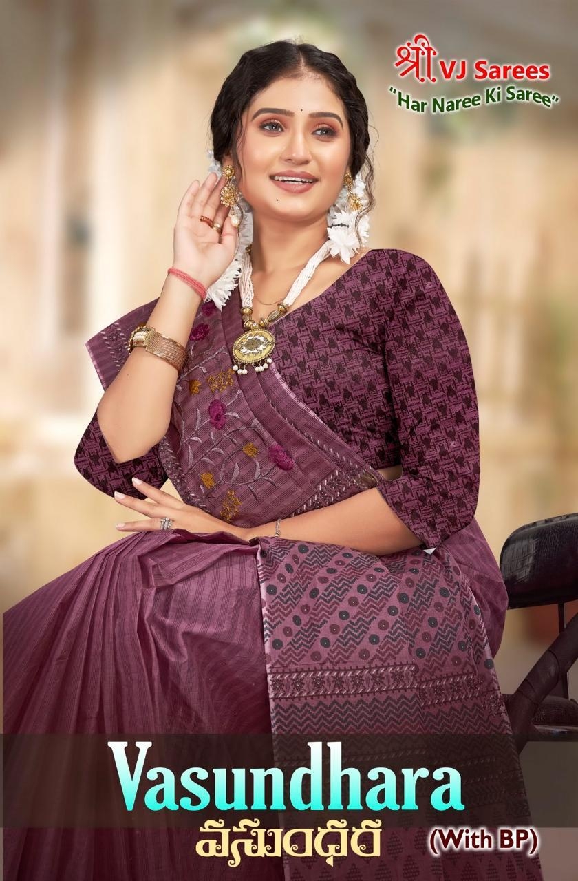 VJ Vasundhara Vol-01 Heavy Cotton Printed wholesale saree
