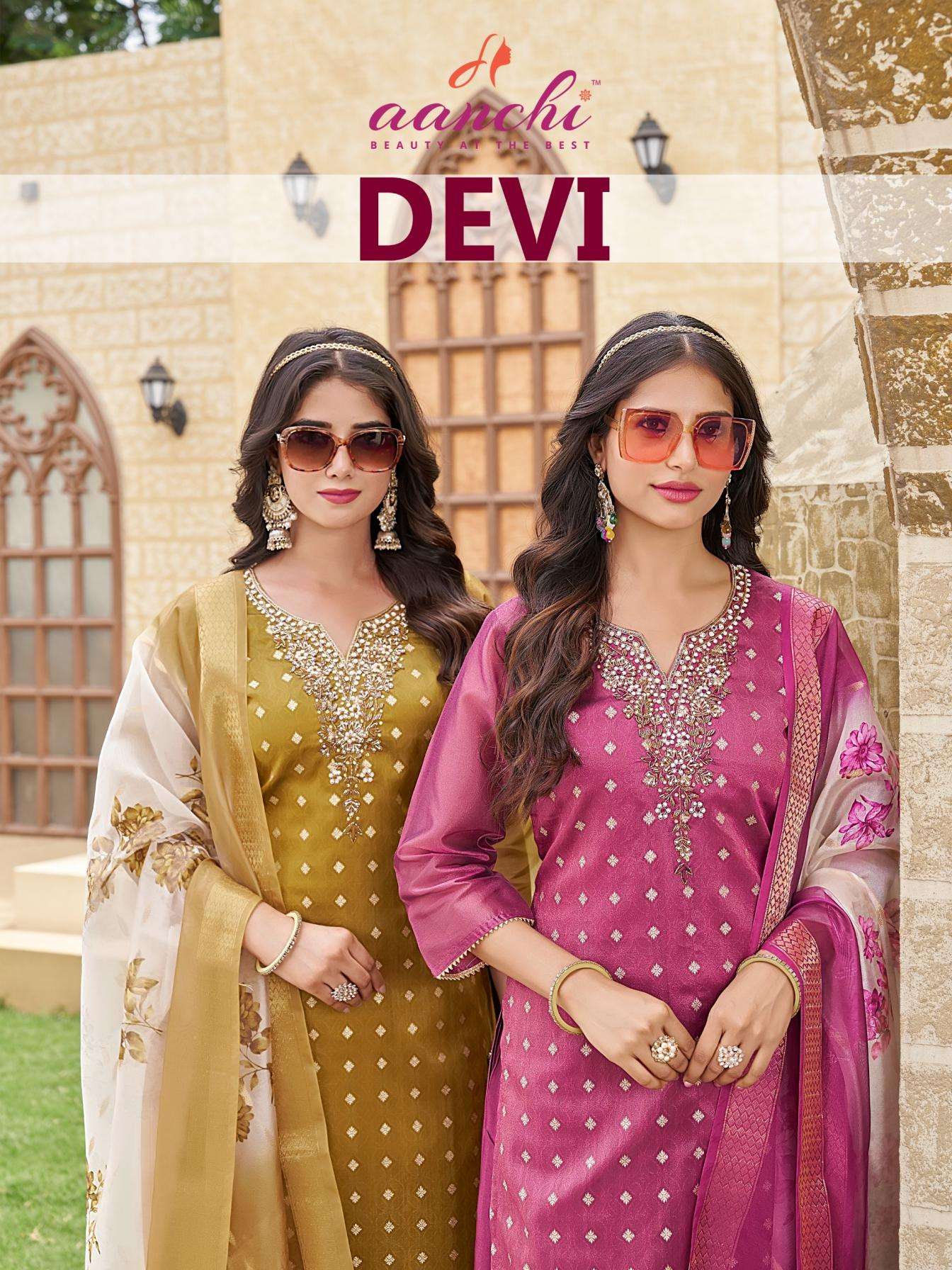 aanchi devi shimmer jacquard readymade salwar kameez in wholesale surat