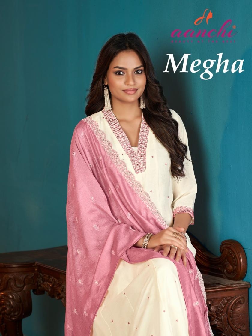 aanchi megha series 3001 to 3003 vichitra silk readymade hit design suit in wholesale surat