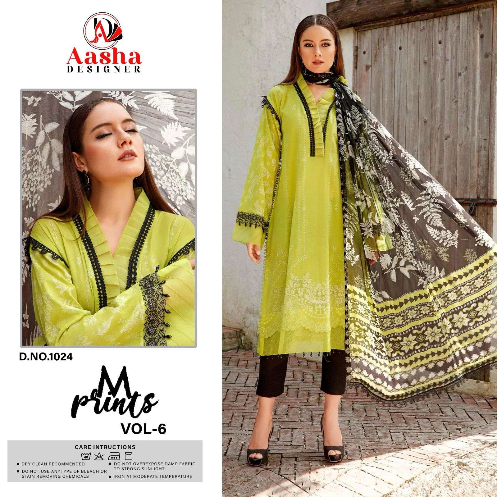 AASHA  DESIGNER M PRINTS VOL-6 1024 Pure Cotton wholesale suit 