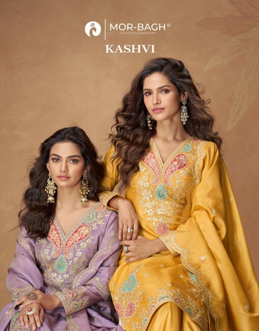 aashirwad creation kashvi series 10303 to 10306 readymade simar silk party wear plazzo suits in wholesale surat