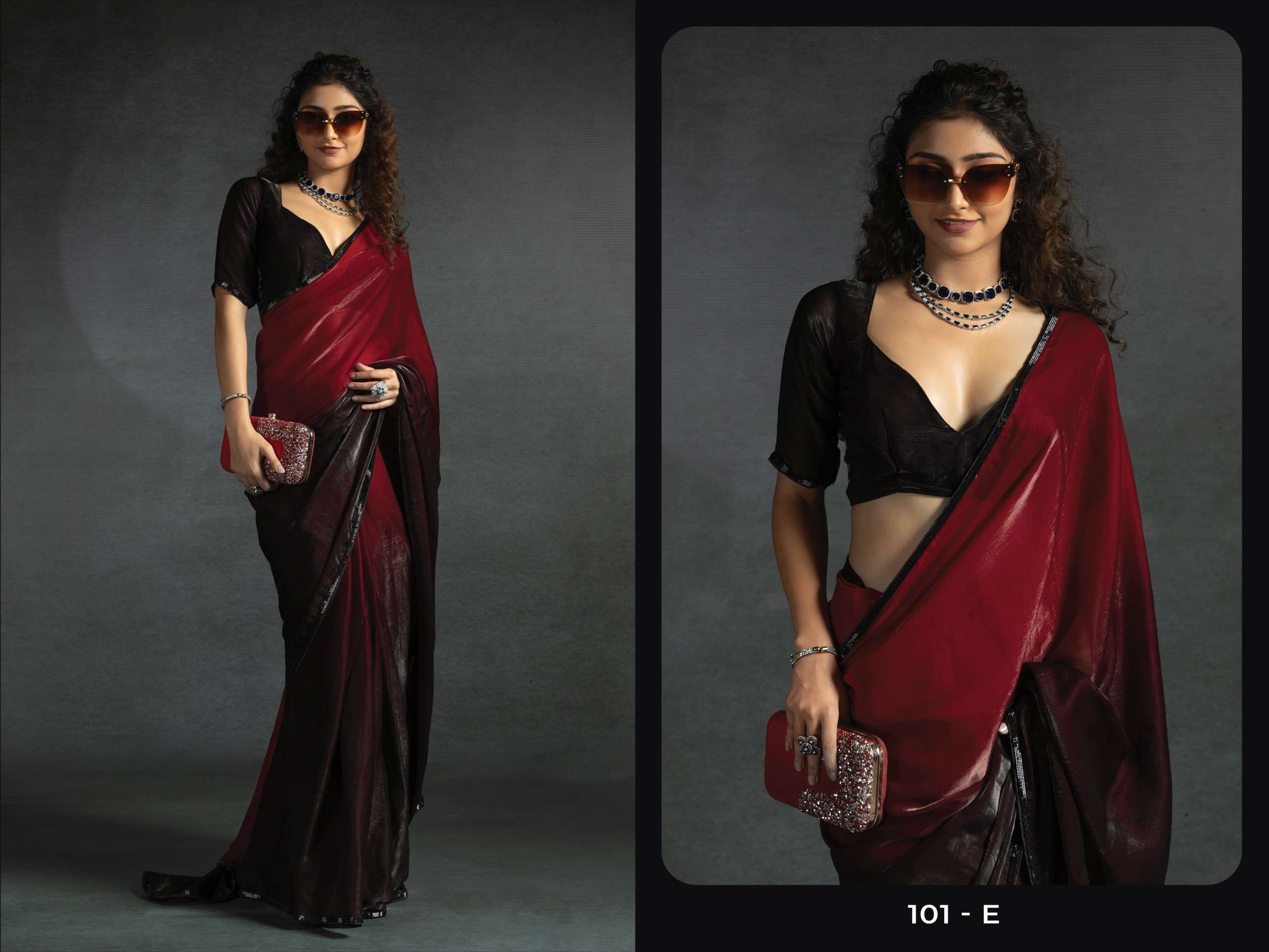 Akshaya 101A TO 101E satin silk Heavy Diamond Border readymade saree in wholesale surat