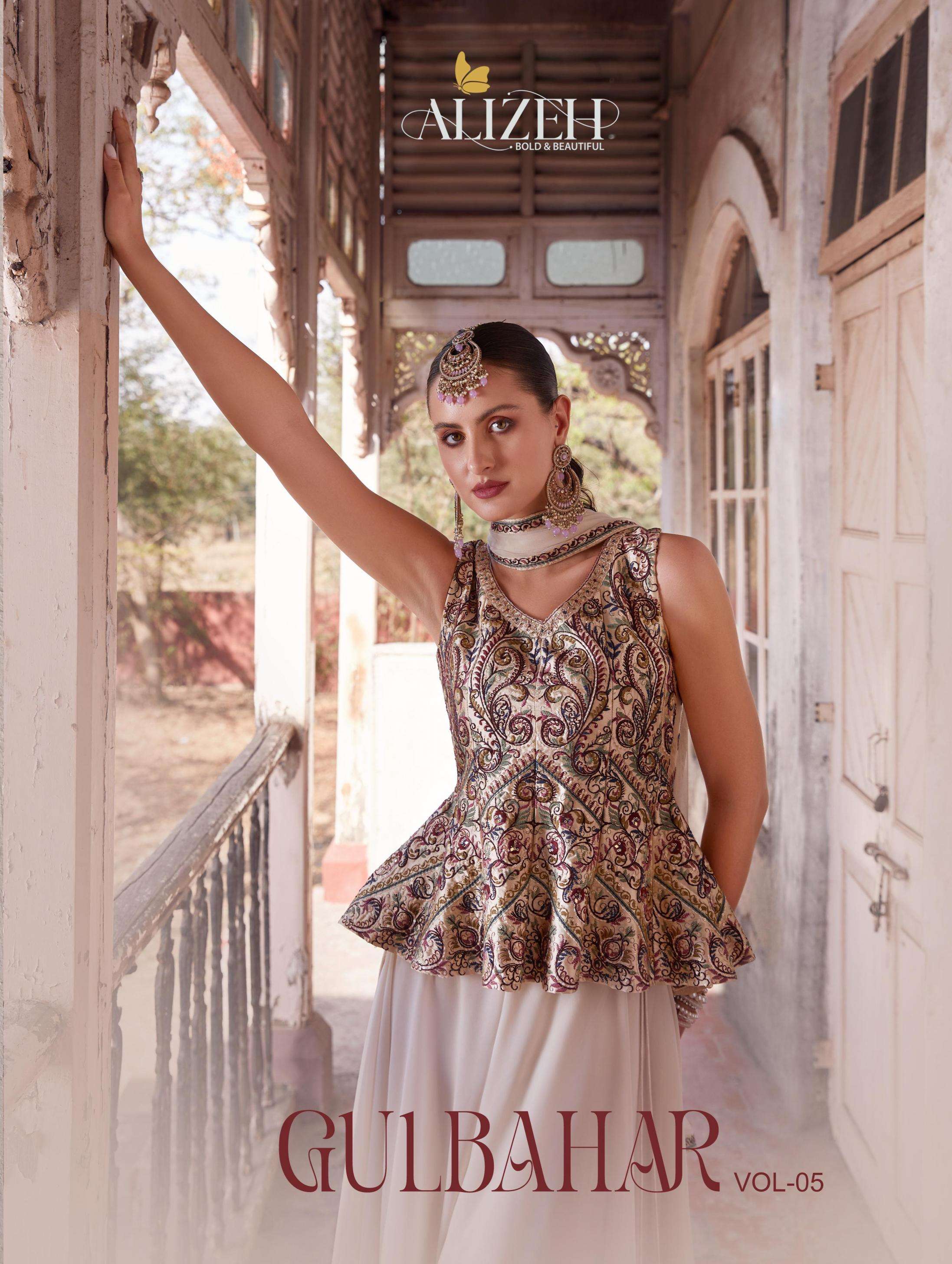 alizeh gulbahar vol 5 series 6006 to 6007 georgette readymade kurti plazzo with dupatta in wholesale surat