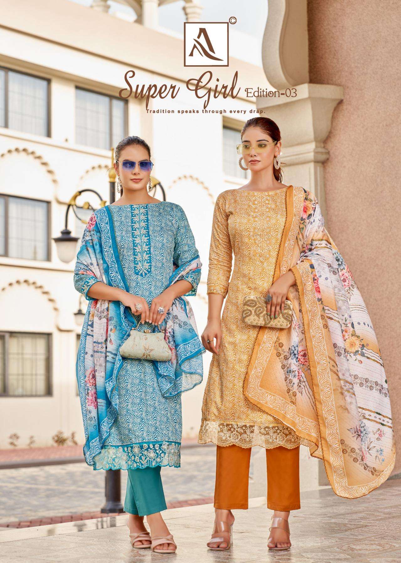 alok suits super girl vol 3 series 28080901-28080904 zam cotton wholesale suit