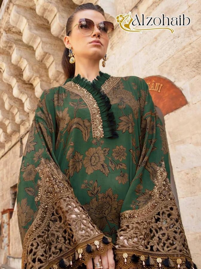 alzohaib 1084-1085 cotton embroidery pakistani salwar kameez in wholesale surat