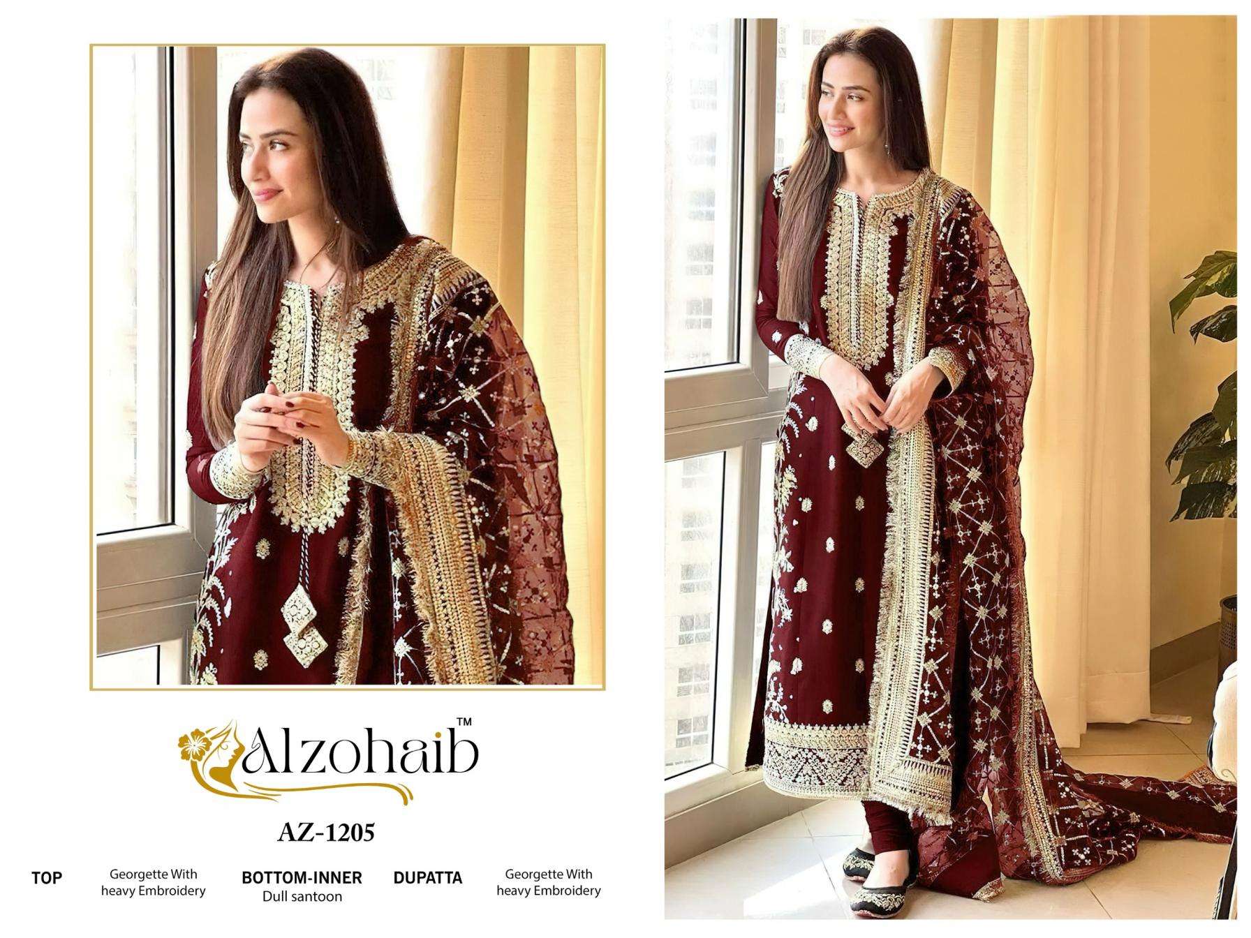 alzohaib 1204-1205 georgette pakistani print unstitch salwar suits in wholesale surat