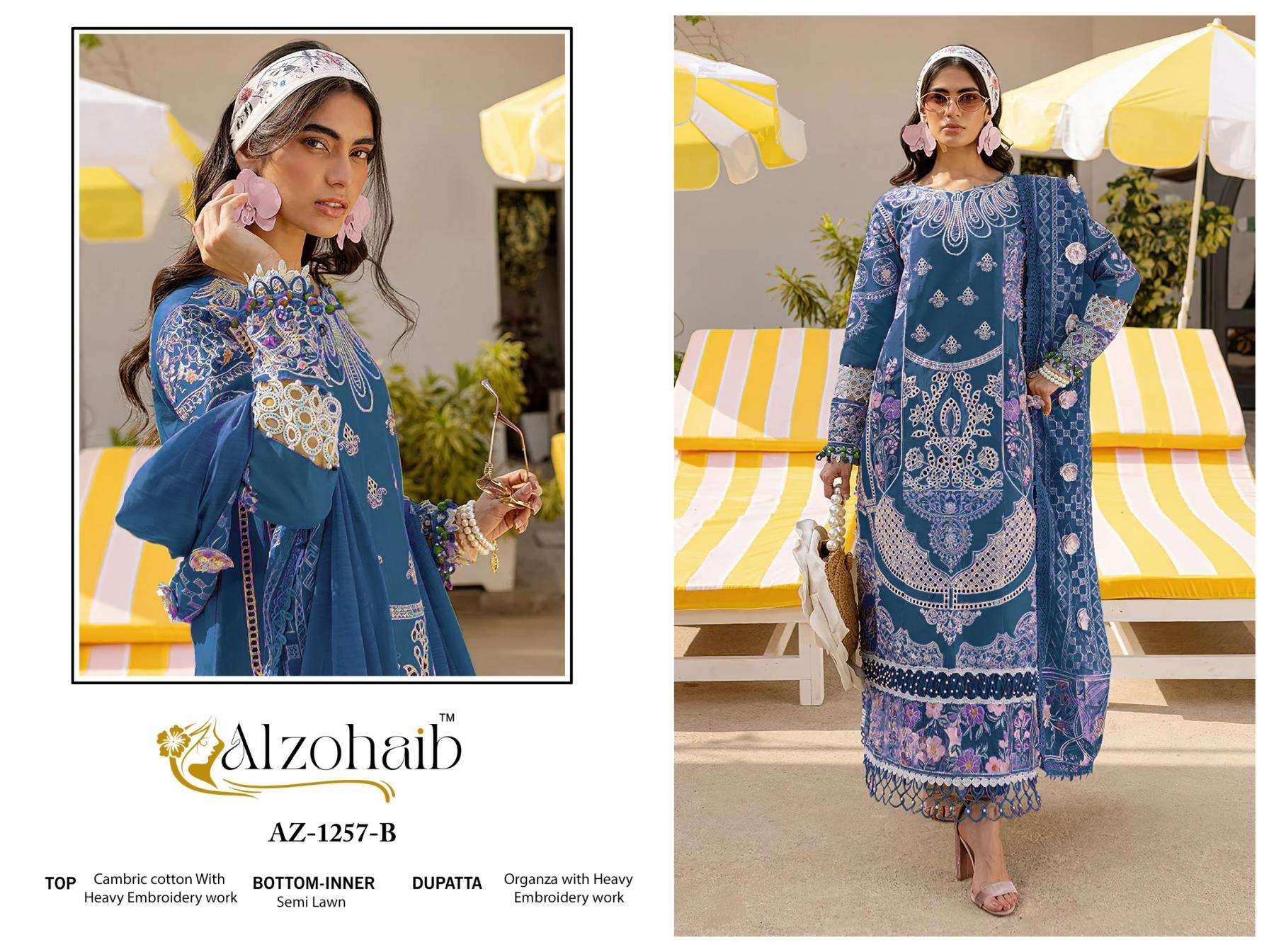 alzohaib 1257 cotton classic modern pakistani salwar kameez in wholesale surat