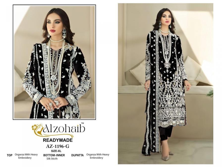 alzohaib aafa 1196 organza wholesale pakistani suit 