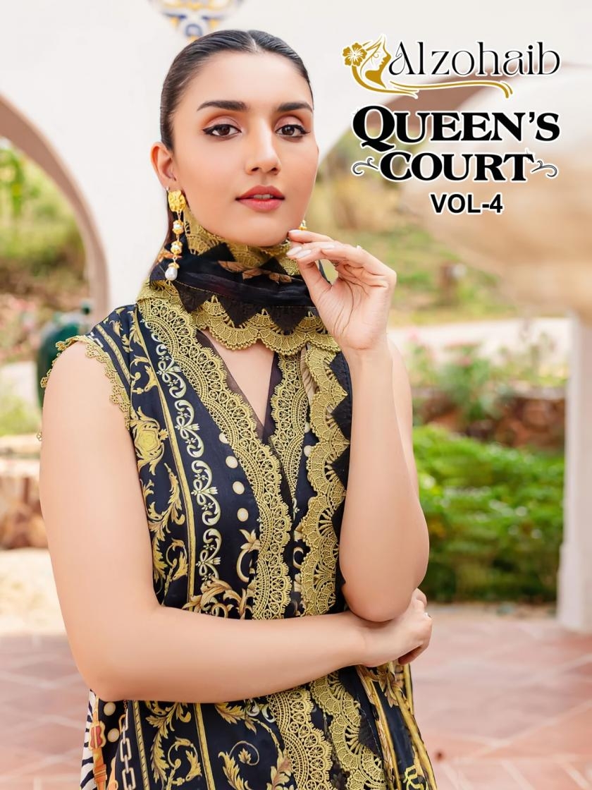 alzohaib queens court vol 4 series 1071-1074 cotton wholesale suit 