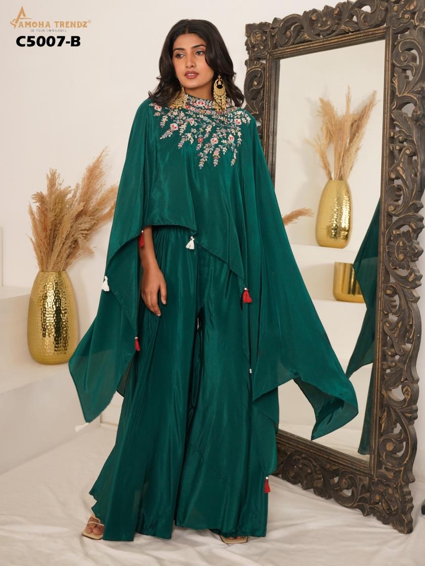 amoha trendz c5007 readymade party wear kurti with plazzo