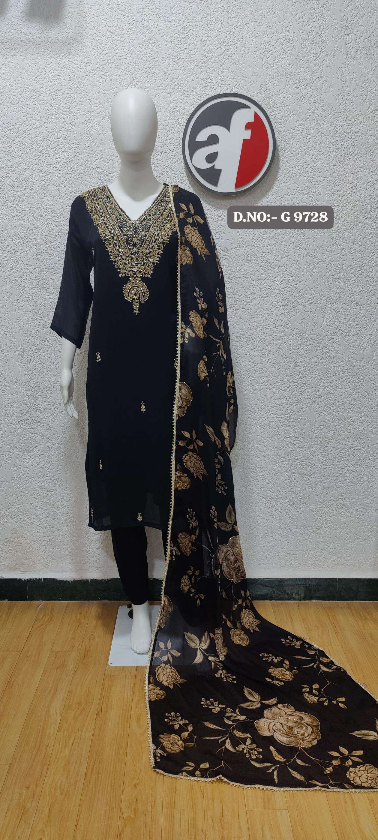 anju fab g 9728 chinon readymade combo suit in wholesale surat