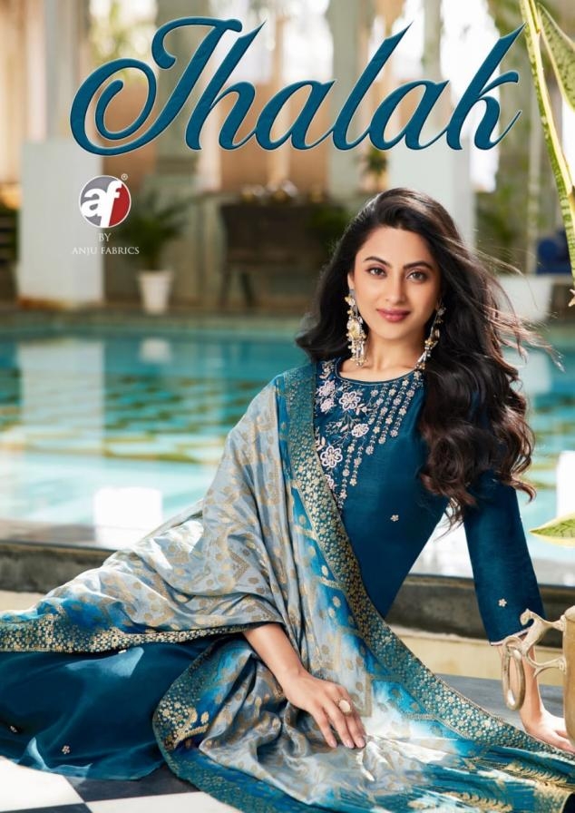 anju fab jhalak series  4121 to 4126 dola silk readymade big size fashionable salwar kameez in wholesale surat